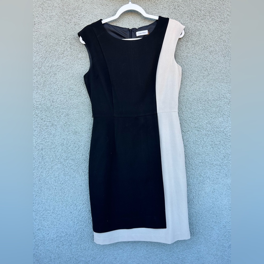 Calvin Klein black-white color block dress - Size 6